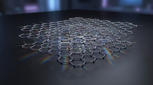 Multilayer graphene molecular lattice structure showing carbon atomic bond for advanced material science nanotech innovation