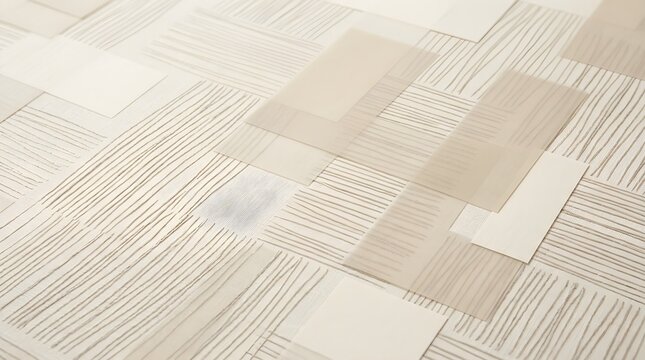 Minimalist beige paper collage background, abstract neutral textured paper layers, elegant cream geometric scrapbooking design for branding.