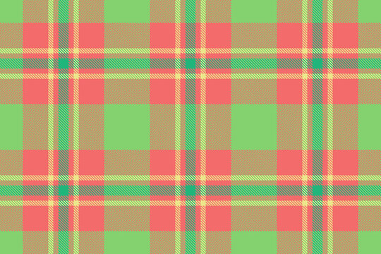 Hispanic tartan plaid design with a classic woven appearance and red and green tones. The seamless textile pattern recreates the look of woven fabric and works well as a decorative surface background.