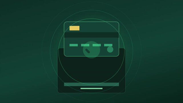 Animated Digital Payment Approval with Credit Card and Green Checkmark