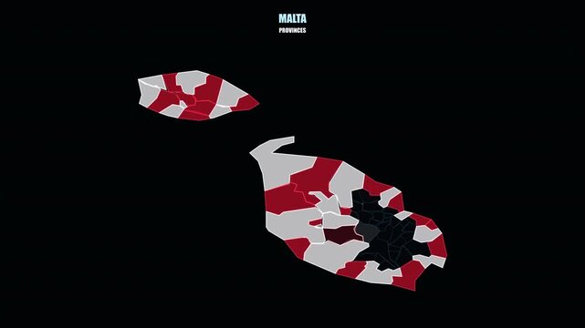 Malta Highlighted on World Map with Flag Colored Regional Assembly