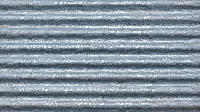 Corrugated metal texture with blue paint, industrial ribbed steel surface, weathered metallic background for construction design