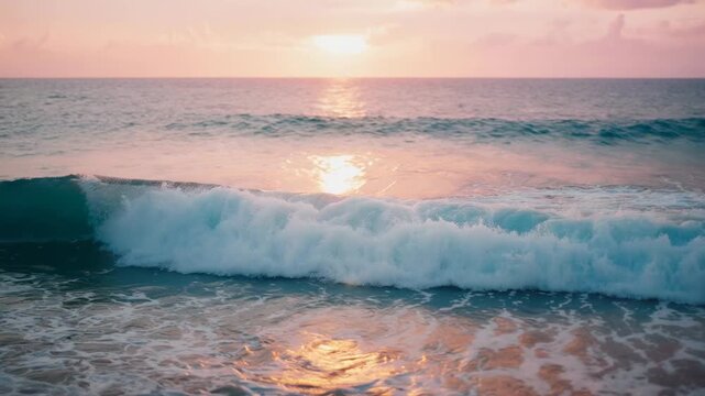 sunset waves crashing on rocky shoreline timelapse
