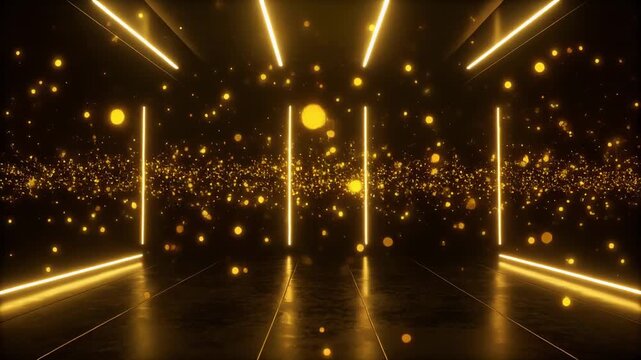 golden fireflies swarm in dark night forest lighting
