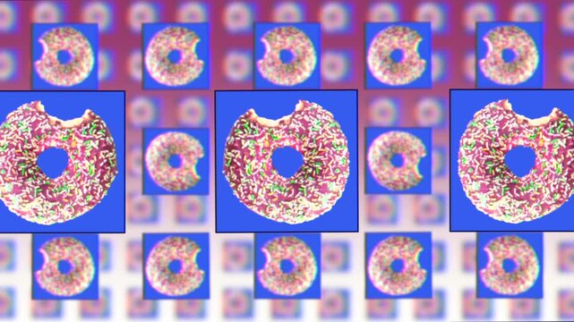 Rotating donut cubes abstract background loop animation