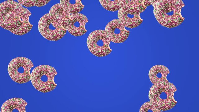 Falling donuts blue screen loop animationthe blue background can be removed.