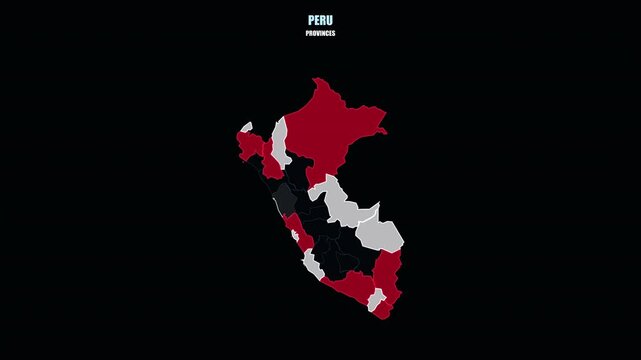 Animated Peru Map with Highlighted Regions and Administrative Boundaries