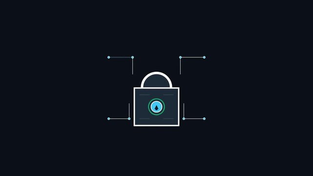 Cyber Security Padlock Scanning Icon Animation Isolated on Dark Background