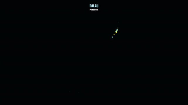 Glowing Palau Regions Assemble into Country Shape on World Map
