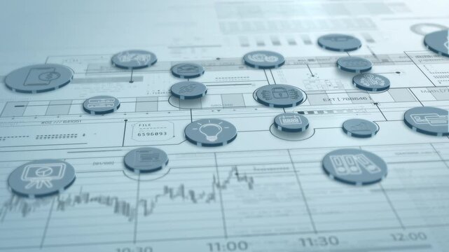 Data analytics presenting business finance and fintech workflow