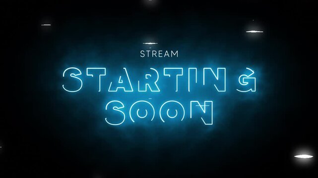 Vibrant Blue Neon Livestream Starting Soon Screen for Video Creators