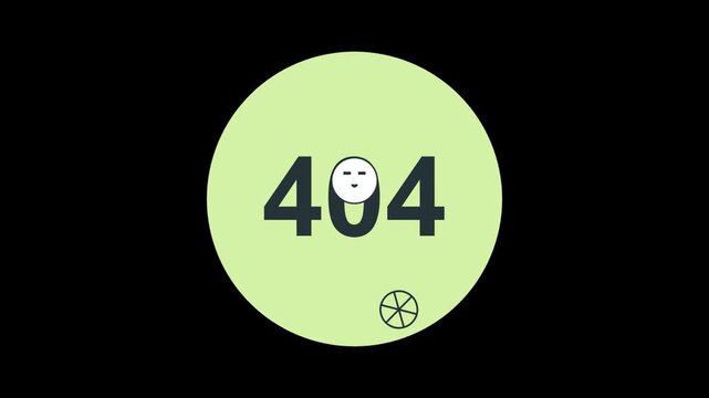 404 error page not found design with a cute stylized face character and geometric circle elements for web development and internet website interface maintenance concept