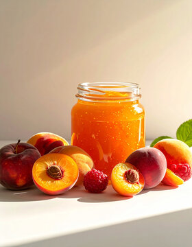 Frutas frescas y mermelada