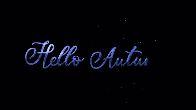 Hello Autumn Blue Handwriting Animation with smooth animated script rendered in 4K resolution transparent background