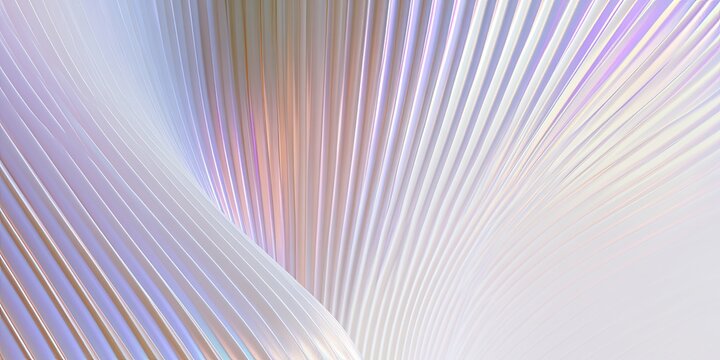 Abstract iridescent pleated surface curves with soft pastel colors