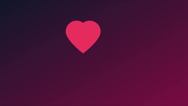 Pulsing pink heart animation on dark gradient 4k background, for romantic social, media and love, themed projects