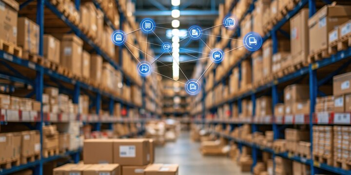 Modern Warehouse Logistics with Digital Network Overlay and Data Connectivity