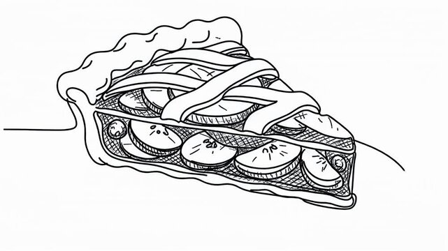 Continuous line drawing of a pie slice.