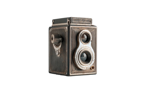 Classic Vintage Box Camera Displayed Upright for Photography History Retro Design and Collectible Equipment Isolated on transparent background PNG