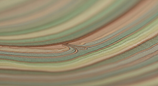 Abstract wooden texture background with flowing curved grain patterns in soft green and brown earthy tones for modern interior design and architectural styling