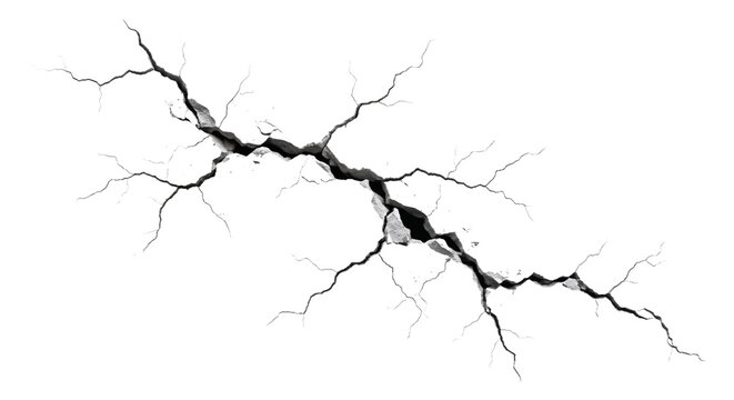 Damaged texture, broken cracked wall surface isolated on transparent background. shattered hole destruction effect object shape shape cutout. high quality 3d realistic design elements collection.