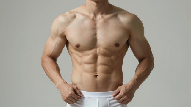 Athletic shirtless man showing muscular torso and abs