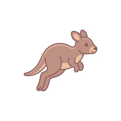 Obraz premium Stylized brown kangaroo hopping in mid-air.