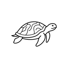 Fototapeta premium Stylized sea turtle line art outline