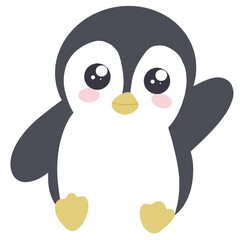 Obraz premium Cute Cartoon Penguin Vector Illustration With Big Eyes And Yellow Feet