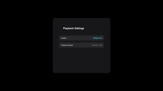 Digital playback settings menu interface with loading spinner animation 4k