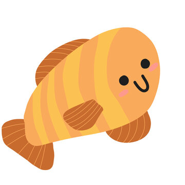funny fish cartoon handdrawn