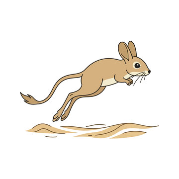 Cute jumping jerboa desert rodent cartoon vector illustration isolated on white