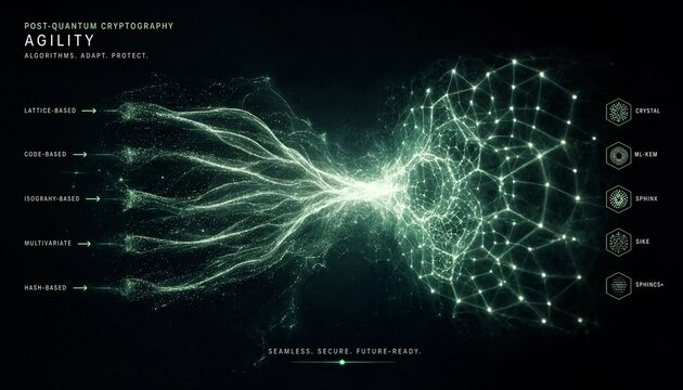Post-Quantum Cryptography Agility Diagram Illustrating Multi-Algorithm Security Transition