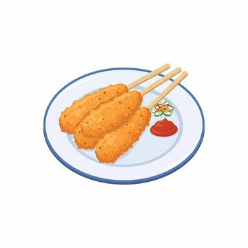 Sempol Ayam On Plate 2K 202608011751 Digital Art Illustration, High Resolution Detailed Visual