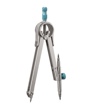 Back to school, metal drafting drawing compass isolated on transparent background. geometry math stationery tool object shape shape cutout. high quality 3d realistic design elements collection.