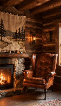 Leather Chair in Cabin Nook