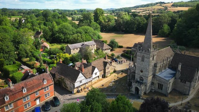 St Cyriac&rsquo;s Church in Lacock + Aerial view
