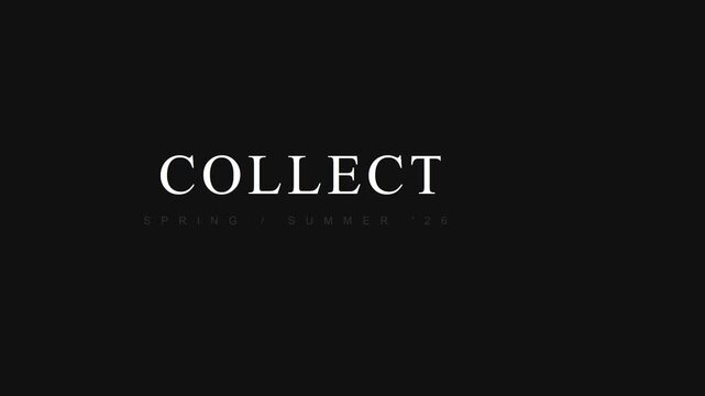 Collection spring summer 26 minimalist title card animation for fashion branding 4k 2026