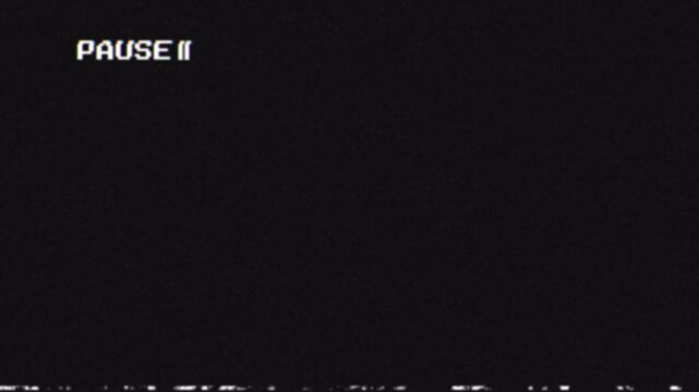 Vintage vhs pause screen overlay with analog distortion grain 4K video with Alpha channel