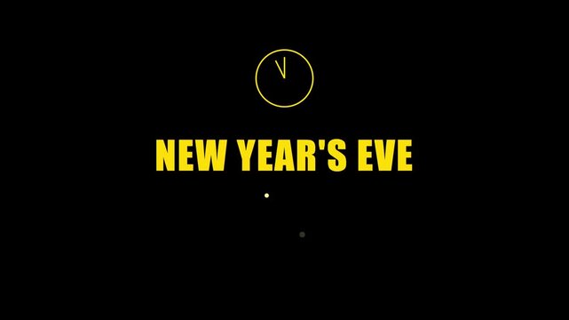 New year's eve countdown clock animation with minimalist yellow text and 4k black background, for holiday celebration, and event marketing