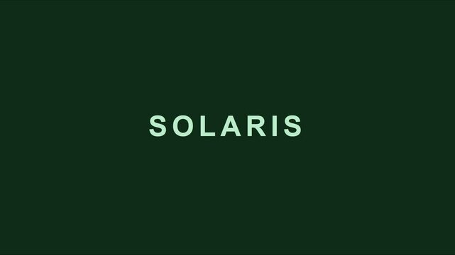 Solaris minimalist typography motion on dark green animation 4k background, motion minimalist text animation