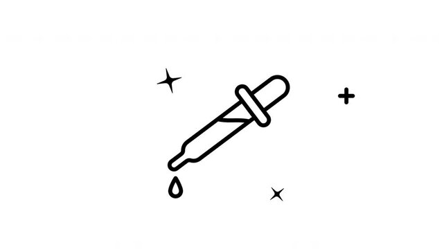 Simple Dropper icon animation in black and white style with transparent background. Suitable for educational health, pharmacy, medical websites, healthcare infographics, apps and medical publications.