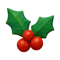 Fototapeta premium PNG Festive holly with red berries.