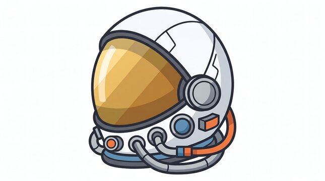 White astronaut helmet with golden visor for space exploration vector icon
