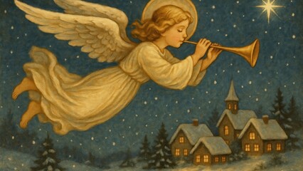 Fototapeta premium Angelic winter night desktop wallpaper