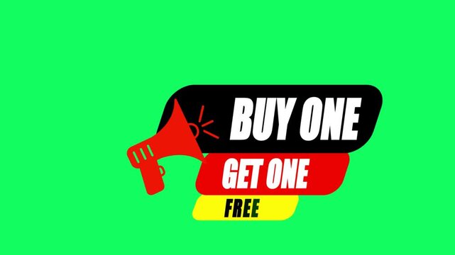 Buy One Get One Free Megaphone Badge Green Screen Motion Loop