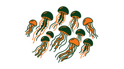 Group of Jellyfish Illustration Isolated Transparent Background © DARYANTO