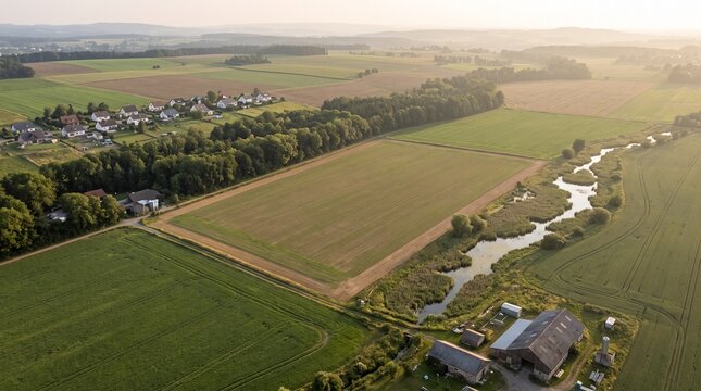Data campus site between farmland, wetlands and homes