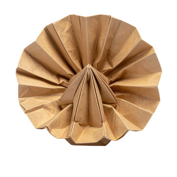 Intricate paper folding technique creates a symmetrical three dimensional rosette shape on a black background