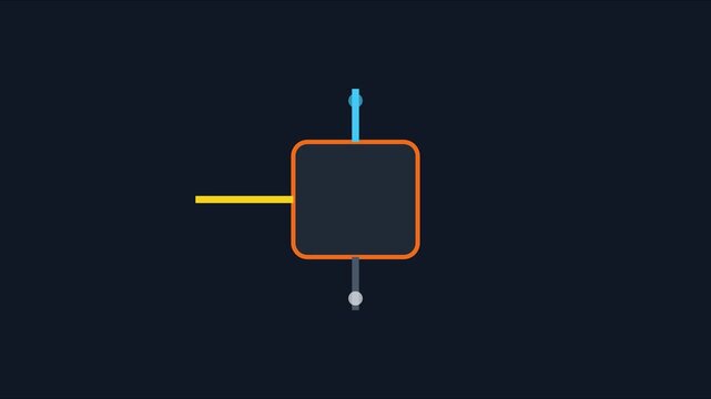 Minimalist animated square loading with rotating lines and dots for ui animation 4k interface